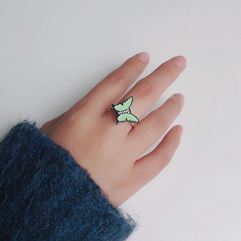 Fancyqube Cincin Fidget Spinner Model Butterfly Dan Bunga Aster Dapat Disesuaikan Untuk Wanita