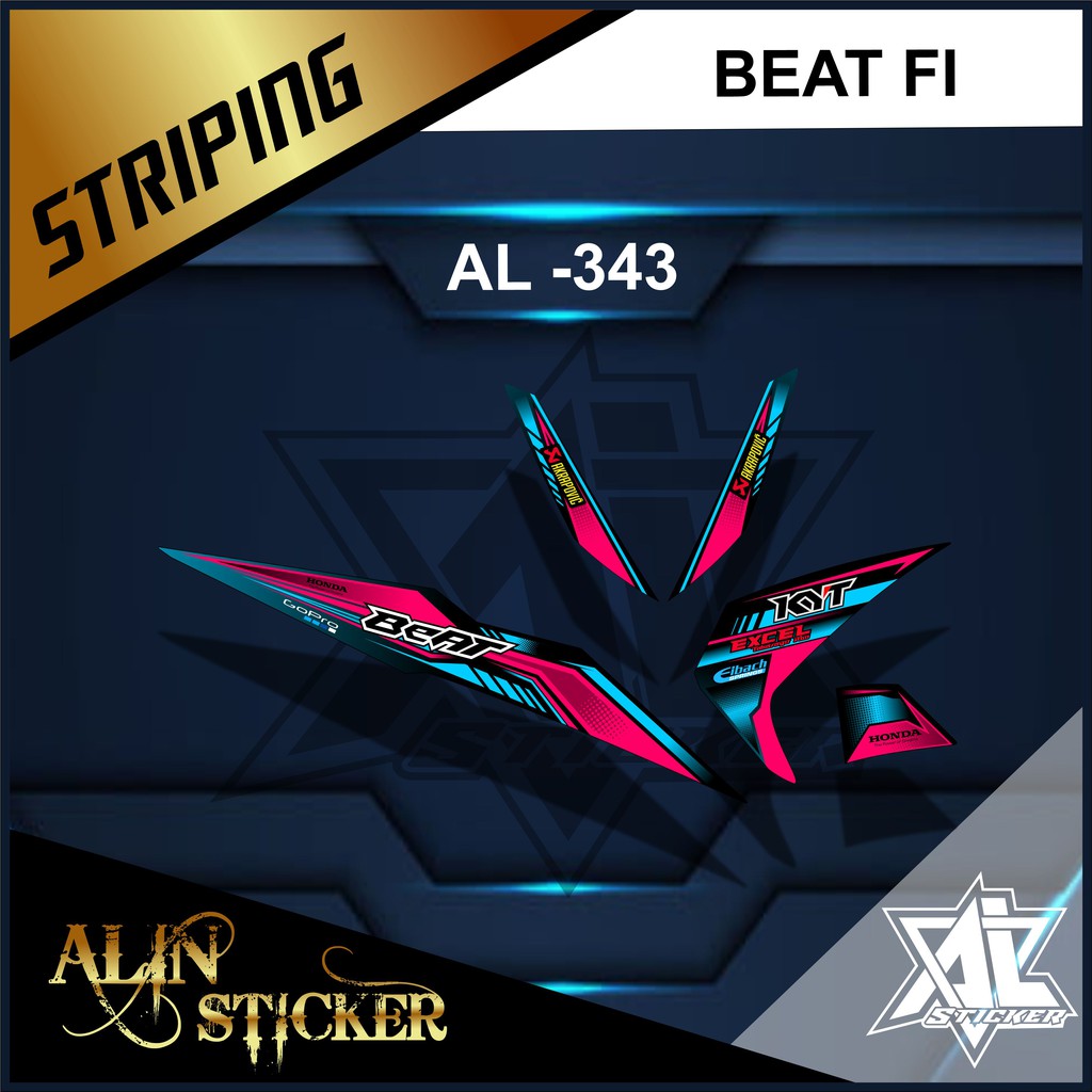 343 Sticker Striping Beat Fi / Striping Striping Motor Beat Fi Abstrak Racing