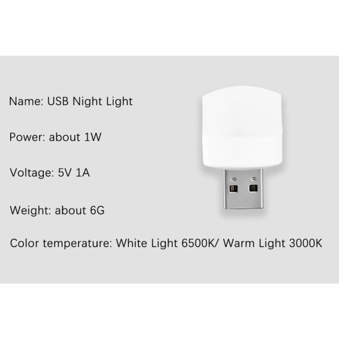 Lampu LED USB Mini Night Light Lampu Tidur Baca Travel