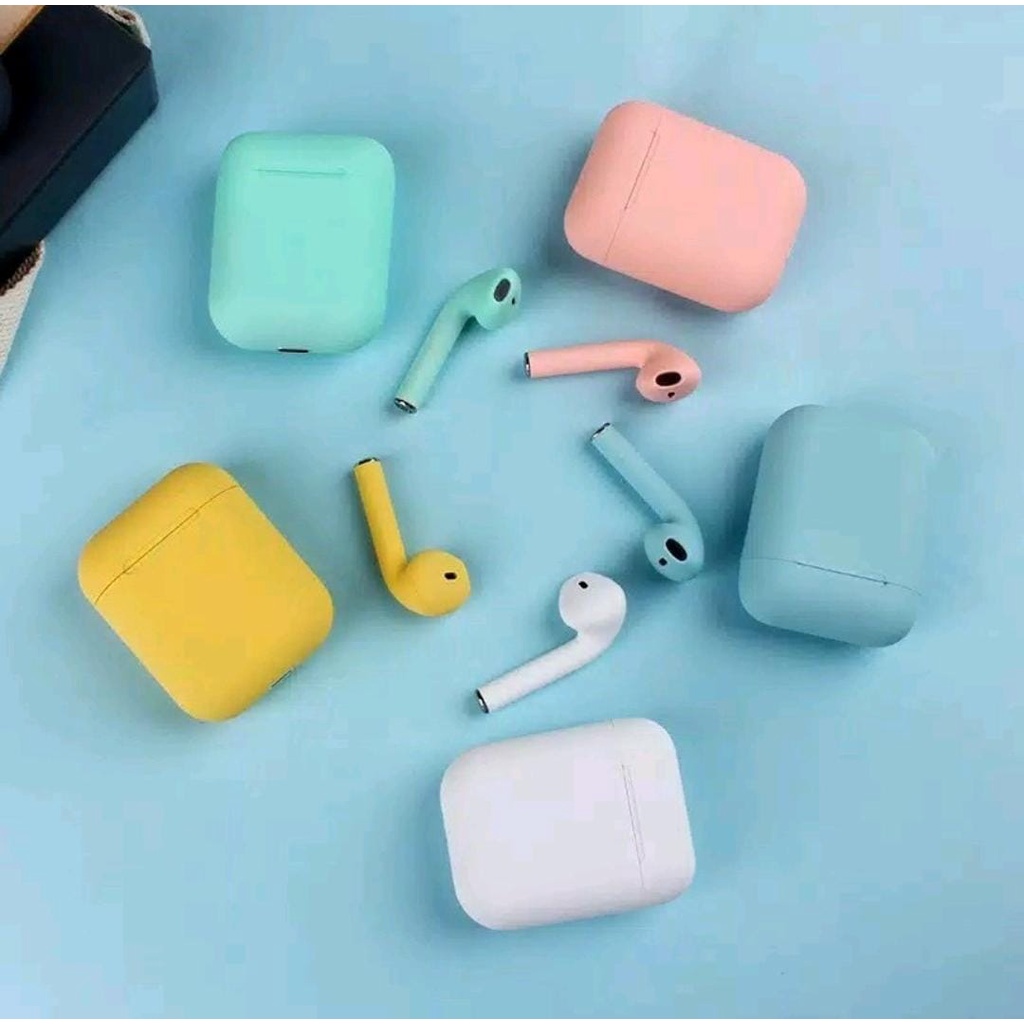 Headset Bluetooth i12 Macaron Original Android iOS Earphone Murah Promo