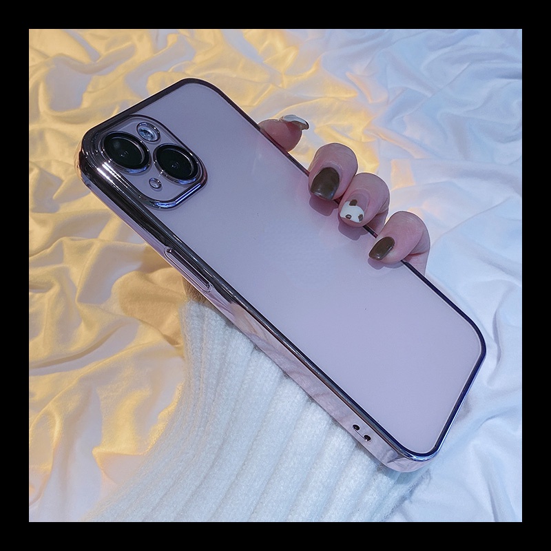 Soft Case Silikon TPU Transparan Frame Kotak Cover iPhone 13 Pro Max 12 11 Pro Max X XS XR 7 8 Plus SE