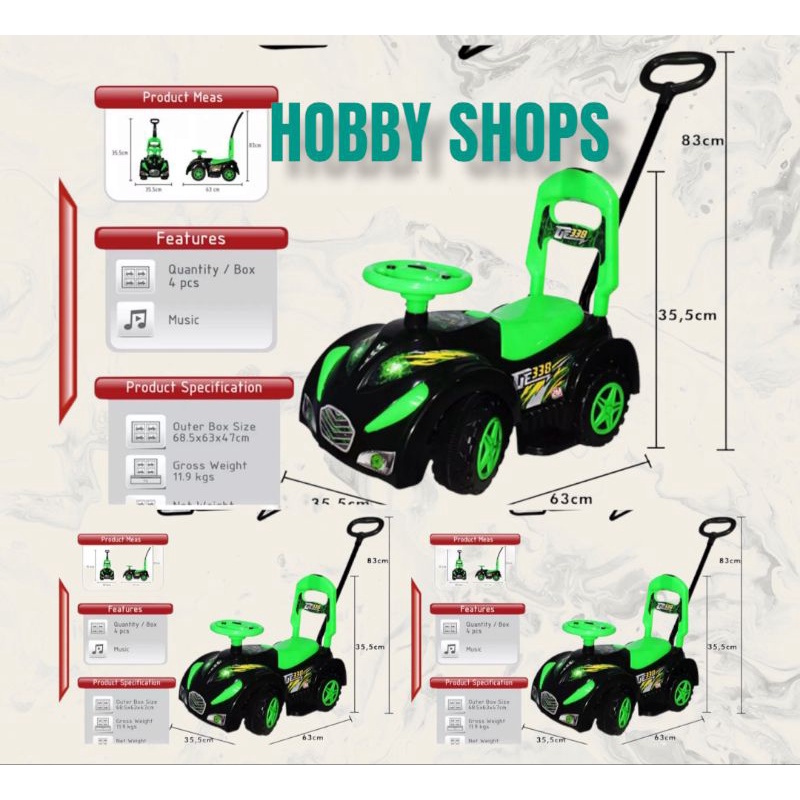 yotta ge 338 mobil dorong anak duduk dorongan besi - mobilan ride on car anak