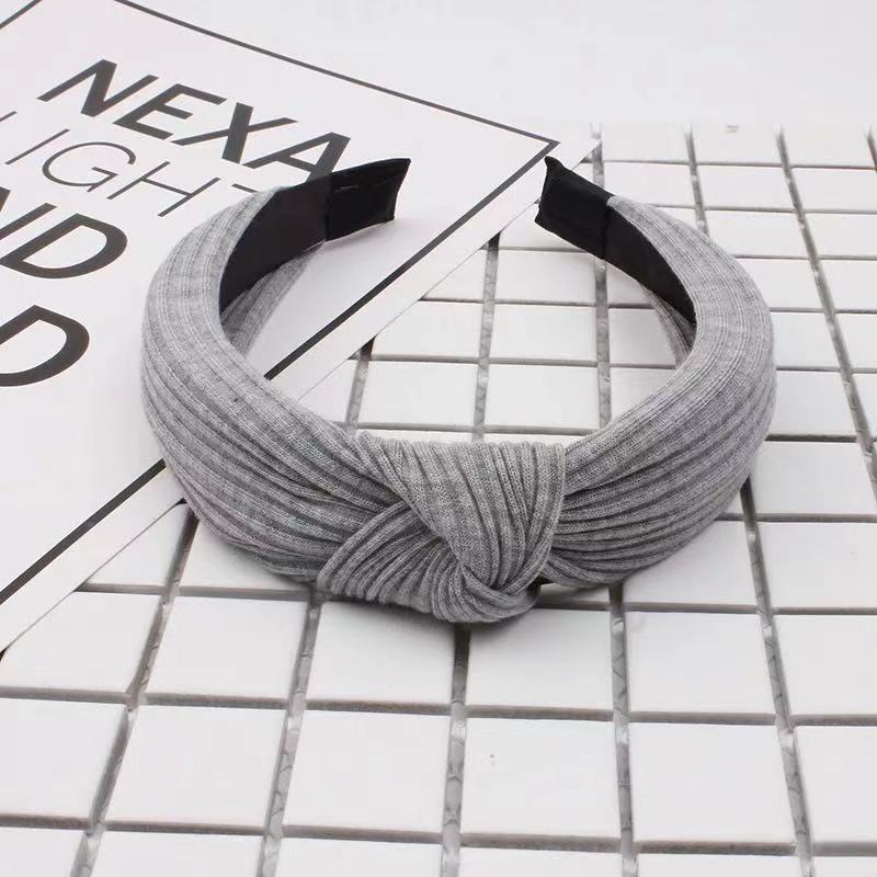 Bando Korea Bandana Wanita Murah Bando Polos Bando Simpul Aksesoris Rambut Wanita Import-AR-59 Abu Muda