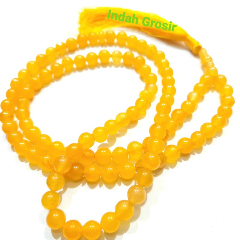 Tasbih Batu Giok Kuning 99Butir 8Mm Natural