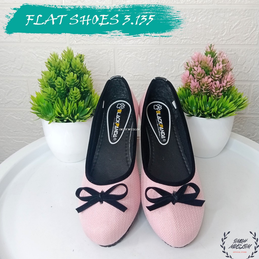 SEPATU WANITA FLATSHOES BLACKPANDA MOTIF GARIS DAN PITA MURAH BISA COD