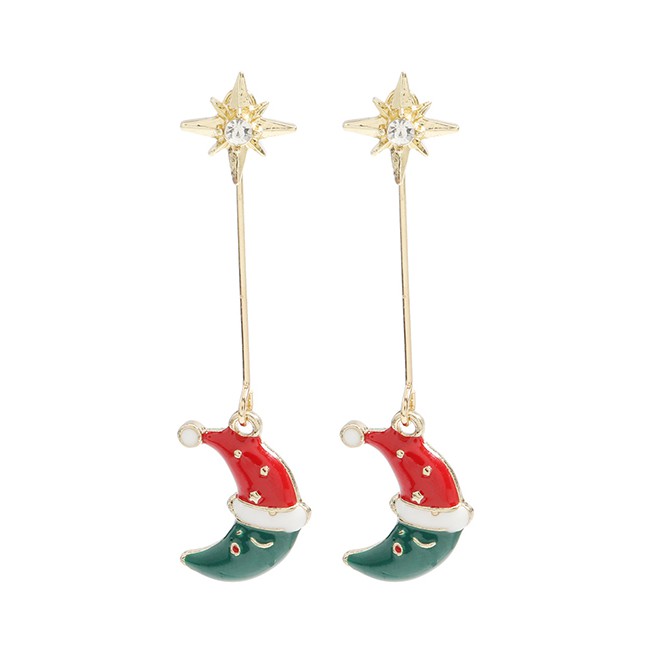 LRC Anting Tusuk NATAL Fashion Moon Alloy Dripping Moon Earrings P14706