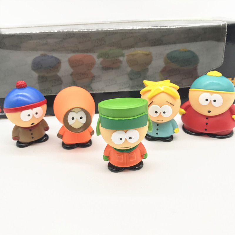 5pcs Action Figure South Park Anime Miniatur Stan Kyle Eric Kenny Leopard 6cm