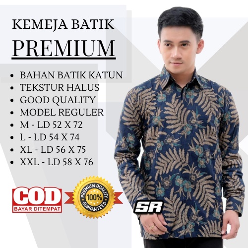 Kemeja Batik Pria Lengan Panjang Ori Batik ARTAMULYA motif PUTRIMALU size M L XL XXL