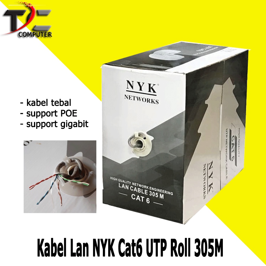 Kabel Lan NYK Cat6 UTP Roll 305M / NYK Cat6 UTP / Kabel Cat 6