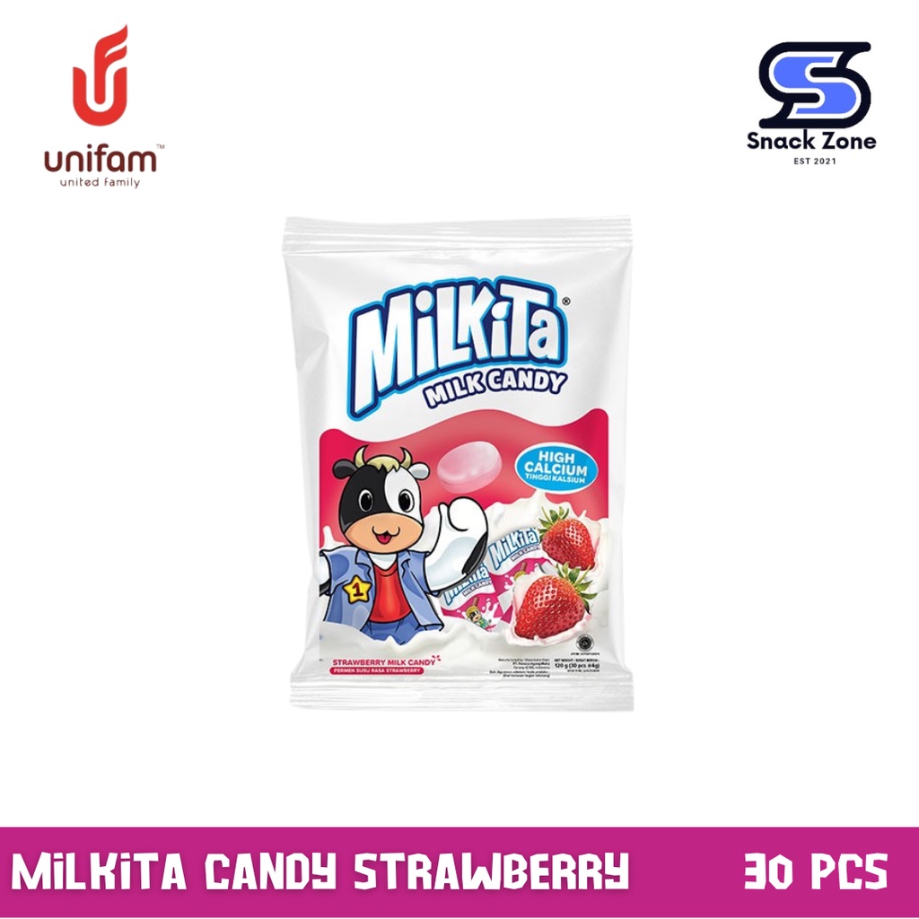 

MILKITA CANDY STRAWBERRY BAG PREMIUM LOKAL 30 pcs X 4 g TERMURAH