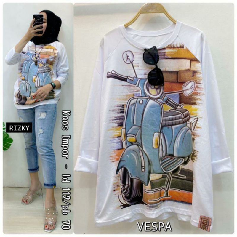 KAOS VESPA/kaos import murah/kaos murah/kaos wanita lengan panjang