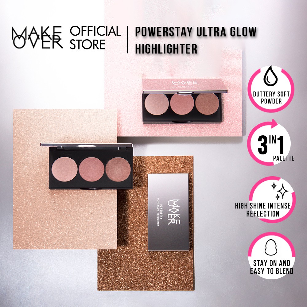 MAKE OVER Powerstay Ultra Glow Highlighter 3 x 3.5 g - Highlighter Palette