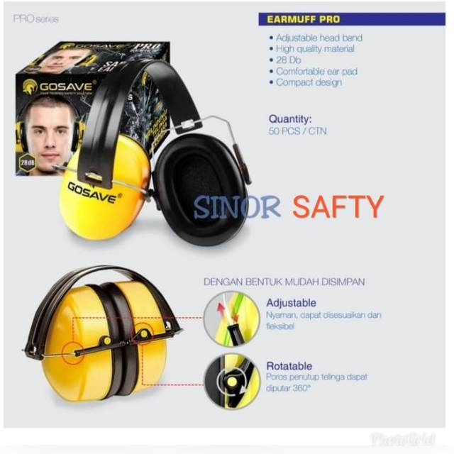 Earmuff GOSAVE Safety PRO Series Premium Penutup Telinga Ear Muff