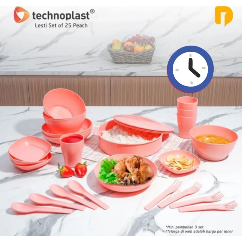 Technoplast Wadah Makan- Wadah Makan Set - Wadah Saji Lesti Set 25 Warna Peach