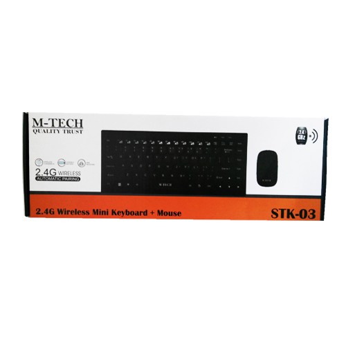 Paket Keyboard Mini Slim Wireless Mouse MTech STK-03 M-Tech STK03 Original