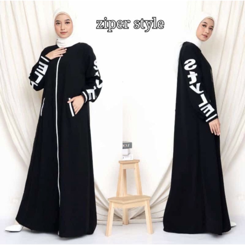 ABAYA ZIPER STYLE HITAM &amp; COKSU CANTIK MURAH COD