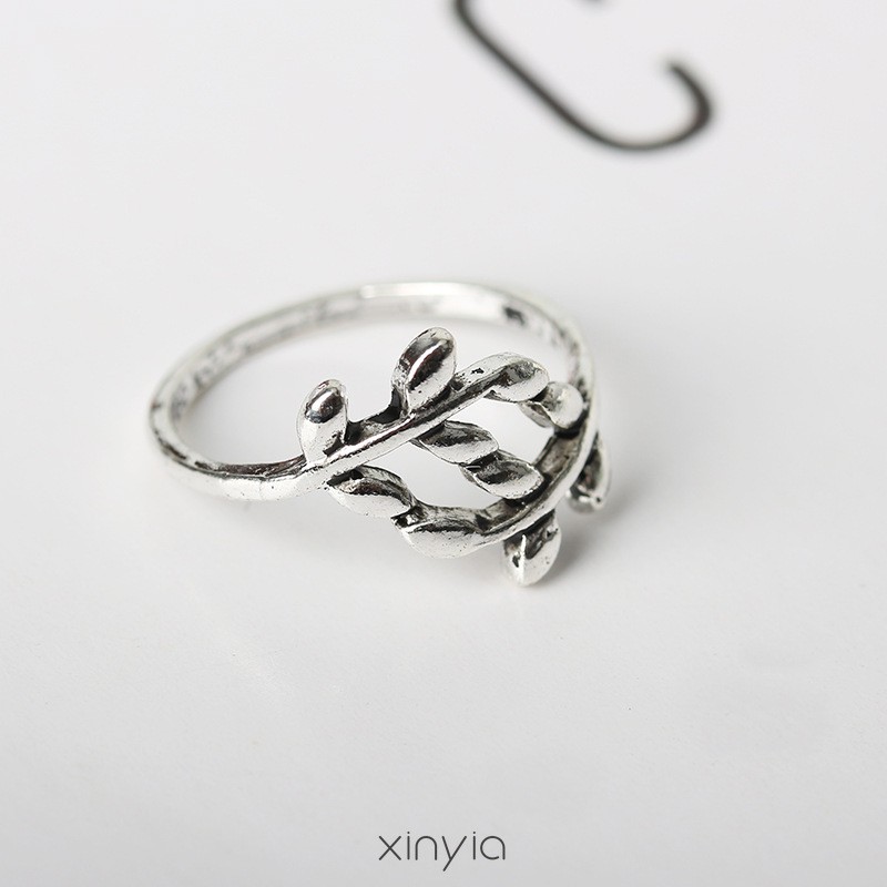 Cincin Charms Olive Tree Branch Leaves Open Ring Wedding Rings Adjustable Jewelry