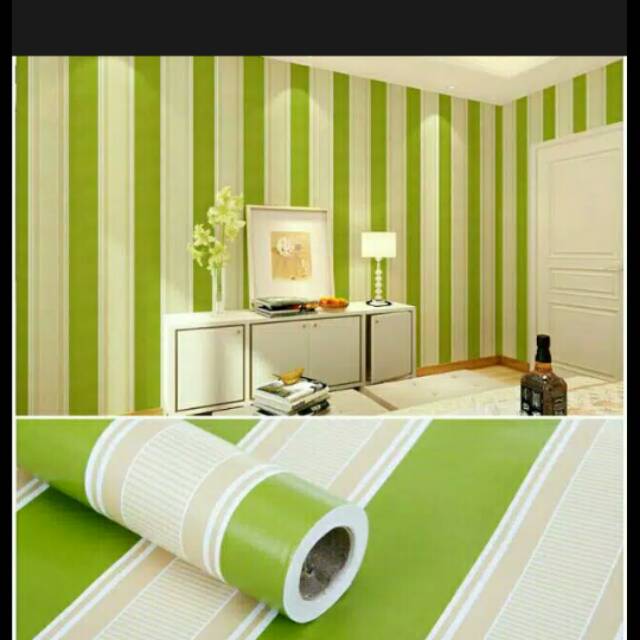  Wallpaper  dinding motif  salur  hijau Shopee Indonesia