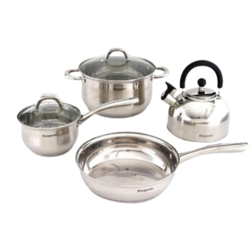 Panci Stainless Steel 1 set - Kangaroo Stainless Steel Set 6 pcs FREE sutil