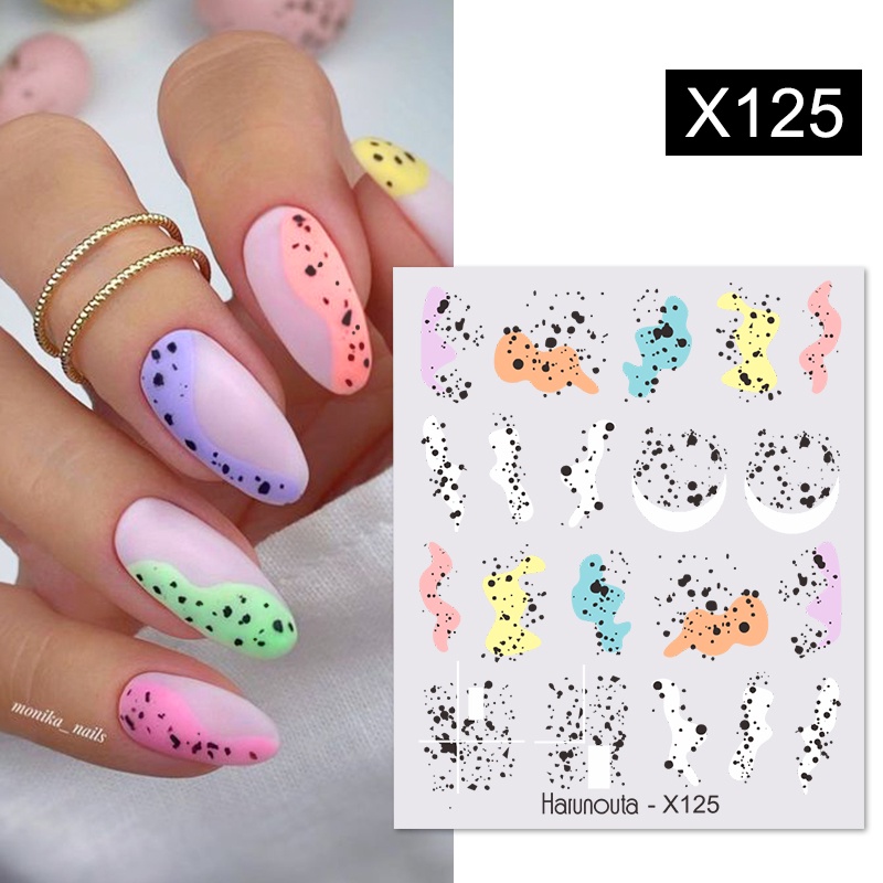 Harunouta 1pc Stiker Decal Transfer Air Motif Hati / Bunga / Daun Untuk Dekorasi Nail Art / Manicure