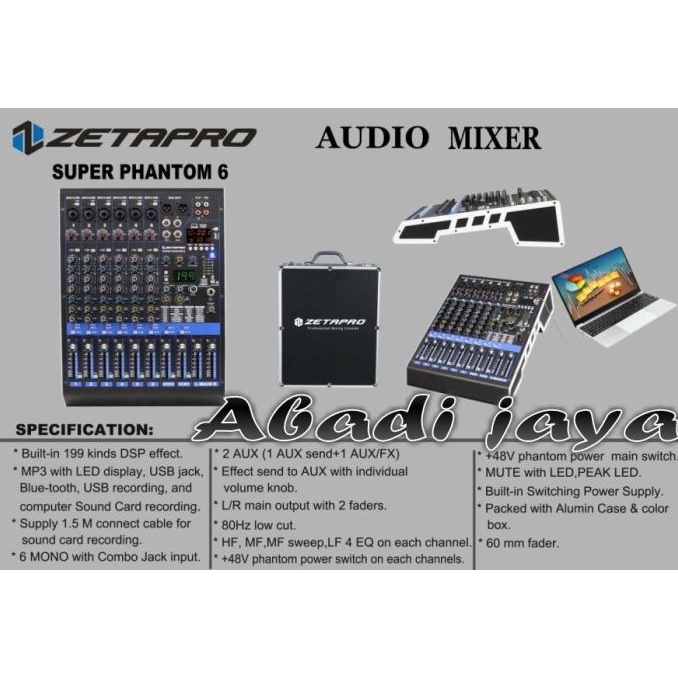 mixer zetapro super phantom 6 6 channel original FREE KOPER