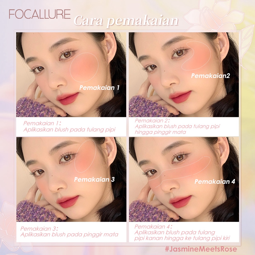 FOCALLURE Makeup 2pcs/Set -Velvet-Mist Lipstik Lip clay #302&amp; #JasmineMeetsRose Blush On #301