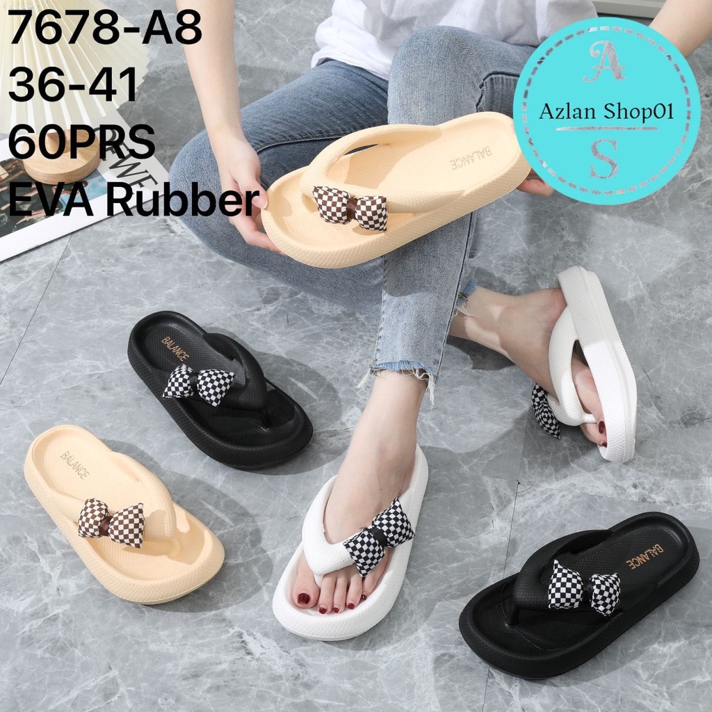 Sendal jepit wanita premium Balance terbaru motif pita 7678-A8 SIZE 36-41 sandal perempuan balance terlaris eva rubber empuk anti slip terbaru