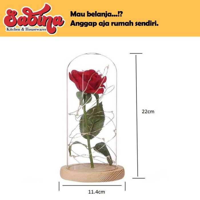 Original Lampu LED Mawar 4 Varian Dekorasi Beauty &amp; The Beast Rose