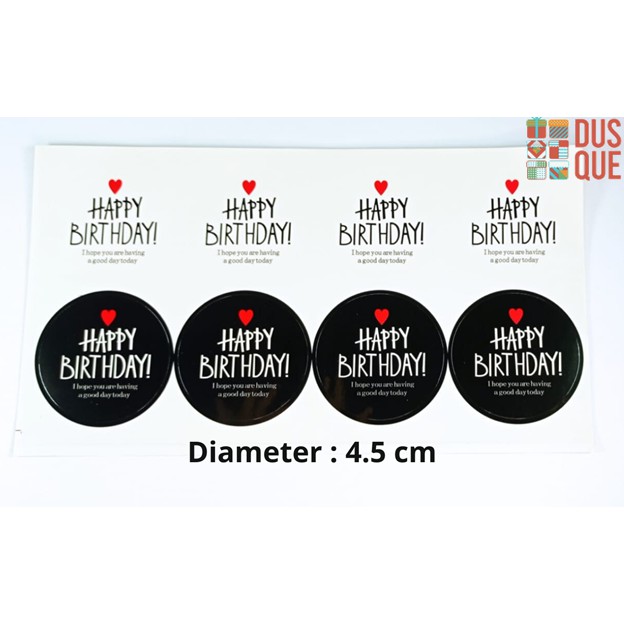 

(1 LEMBAR ISI 8 PCS) STIKER HAPPY BIRTHDAY HITAM PUTIH UK 4.5 CM / STICKER HBD HITAM PUTIH