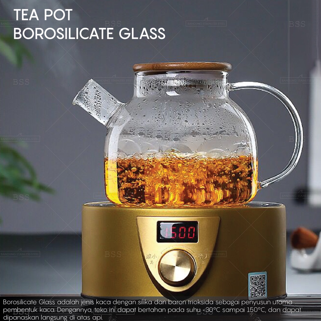 Teko 1000ml Kaca Borosilicate Unik Teapot Glass Tahan Panas Dingin Gelas