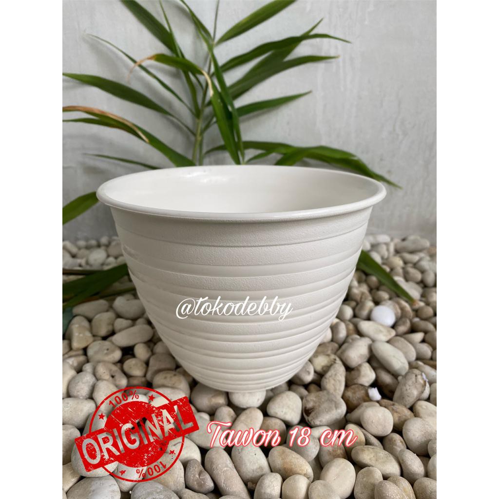  Pot  Tanaman dan Bunga Plastik Putih Tawon  18 cm Shopee 