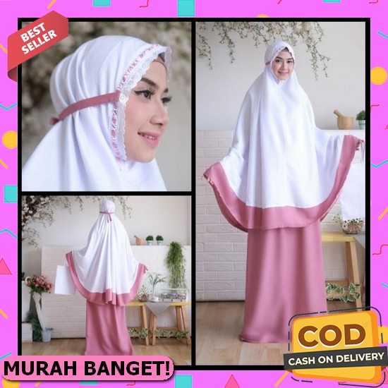 Mukena Mukenah Dewasa Jumbo Sutera Sutra  Bordir Premium Cantik Mewah Motif Brukat Terbaru 2021 2020