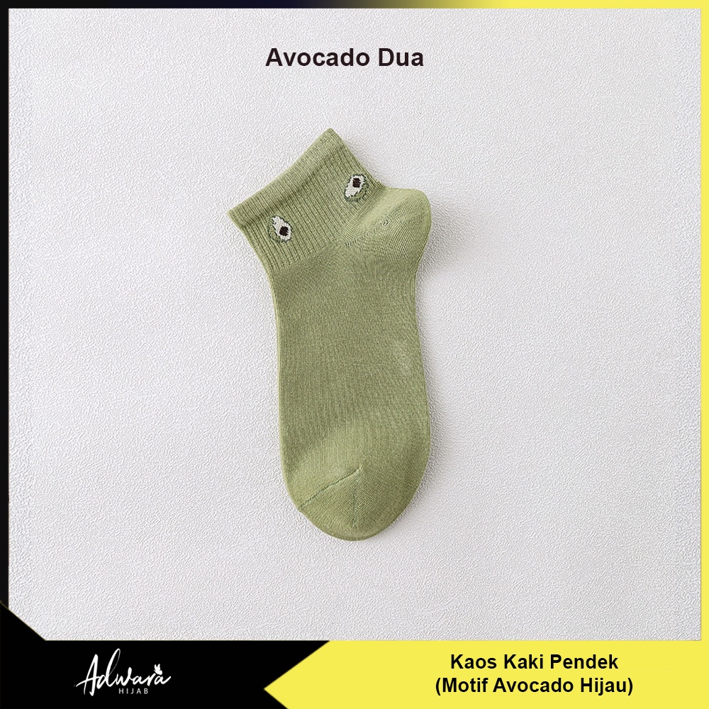 Kaos Kaki Pendek Wanita Semata Kaki Motif Avocado Hijau Gaya Fashion Korea