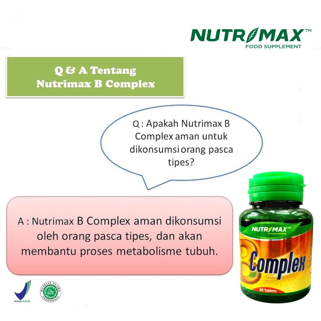 ORIGINAL Nutrimax Vitamin B Complex 30s BPOM / Vitamin Penambah Nafsu Makan B Komplek / LEDI MART