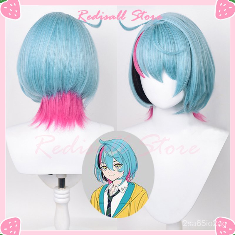 Vtuber Kyo Kaneko Cosplay Wig Blue Pink Short Mullet Hair 2022 NIJISANJI EN 6th ILUNA Virtual Idol Y