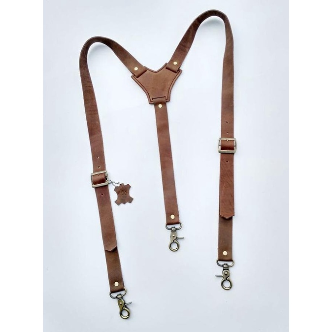 Suspender Pria - Terbaru Suspender Full Kulit Coklat Muda Termurah - Chaniavara