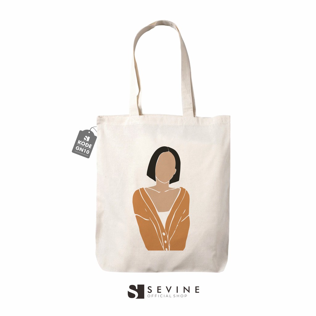 Sevine Tote Bag Resleting Tas Totebag Aesthetic Laptop Wanita Nordic Girly Vintage - GN