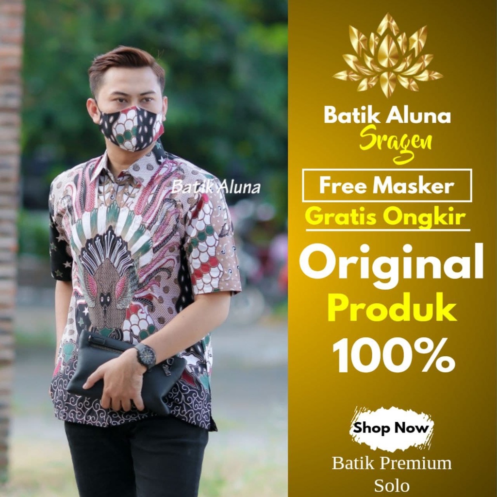 Aluna Batik Keris Pria Lengan Pendek Premium Casual Solo Motif Modern Lapis Furing Original PD006