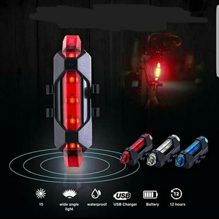 Lampu Belakang Sepeda LED USB Rechargeable Anti Air / Cycling Lamp / Lampu LED Sepeda LAMPU KELIP