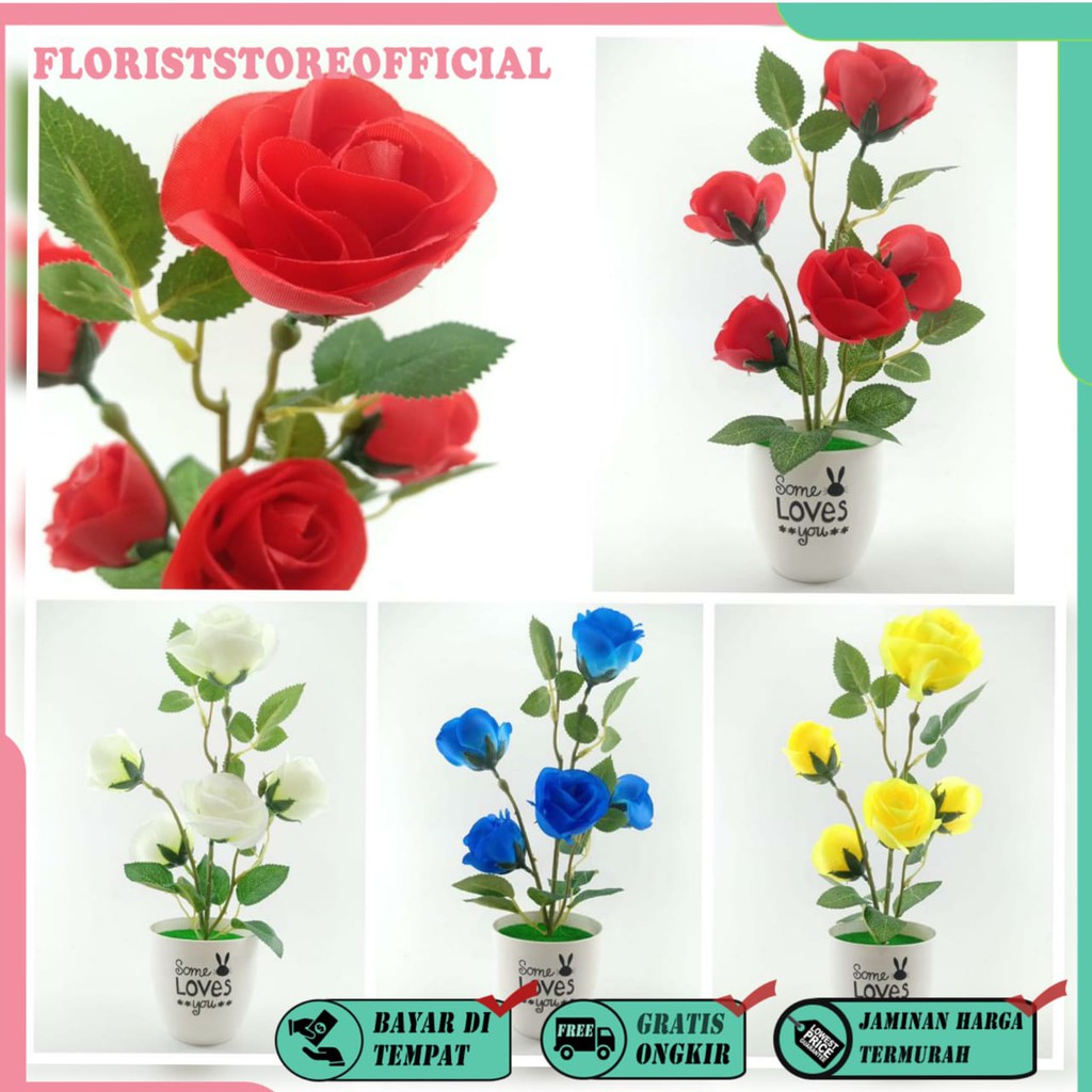 COD BUNGA PLASTIK BUNGA PAJANGAN IMITASI BUNGA ARTIFISIAL BUNGA MAWAR TANAMAN HIAS  BP8842