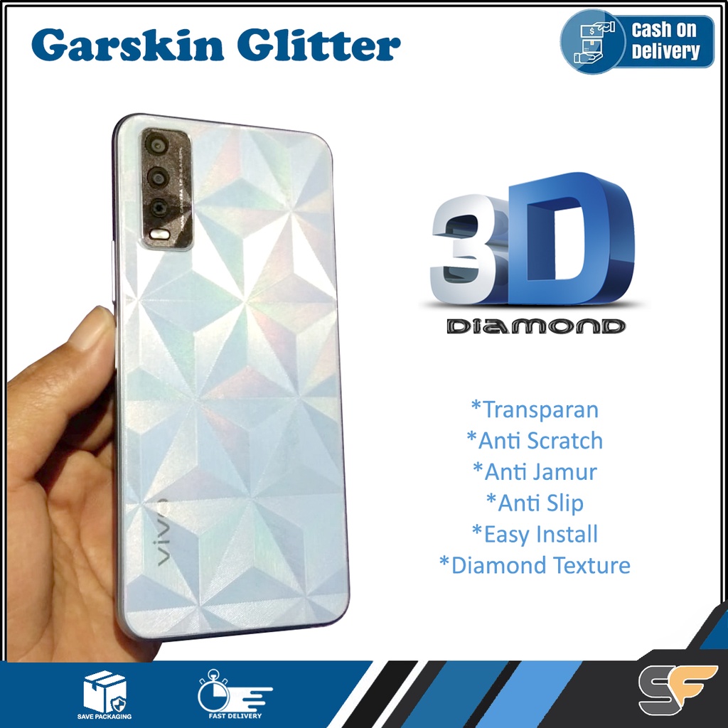 Garskin Anti Jamur Motif Diamond 3D Vivo Y21 Y21a Y21E Y21s 2021 Y21T Y22 Y28 5G Y27 4G 5G Y30 Y30i Y33s Y33T Y35 Y36 4G 5G Y50 Y51 Y51a 2021 Y53s 4G  Y70 Y73 Y75 5G Y55 5G Y56 5G Y91C Y93 Y95 Y97 Z1 Pro