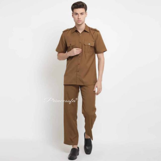 sale baju kerja pns asn pemda guru cowok warna tua