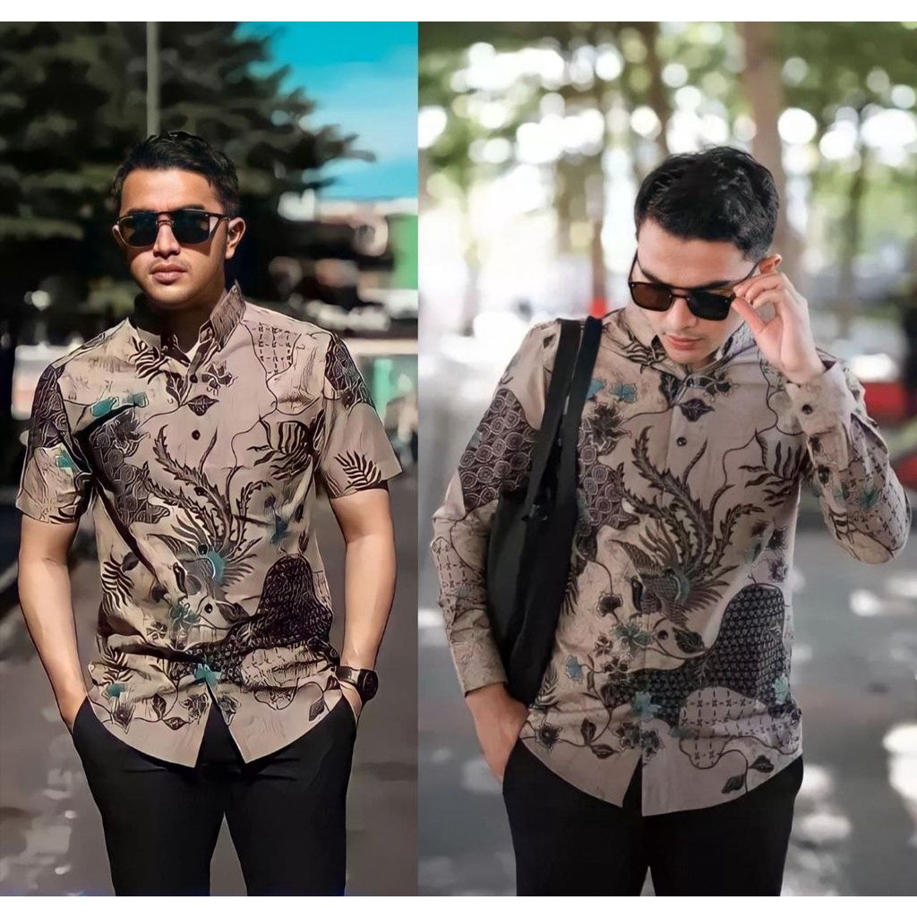 kemeja batik pria modern 2024 mewah/batik pria lengan pendek/batik pria lengan pendek slim fit/batik
