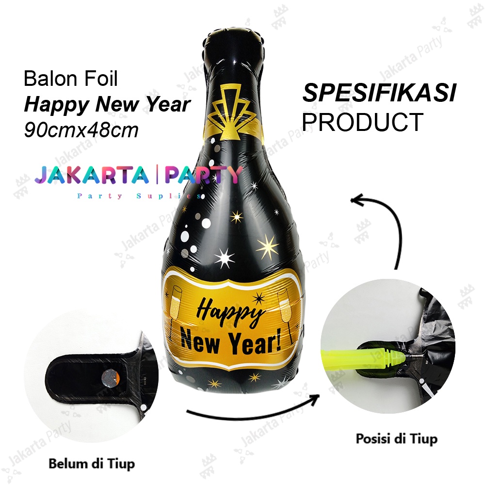 Balon Botol Happy New Year / Balon Foil Botol / Balon Botol