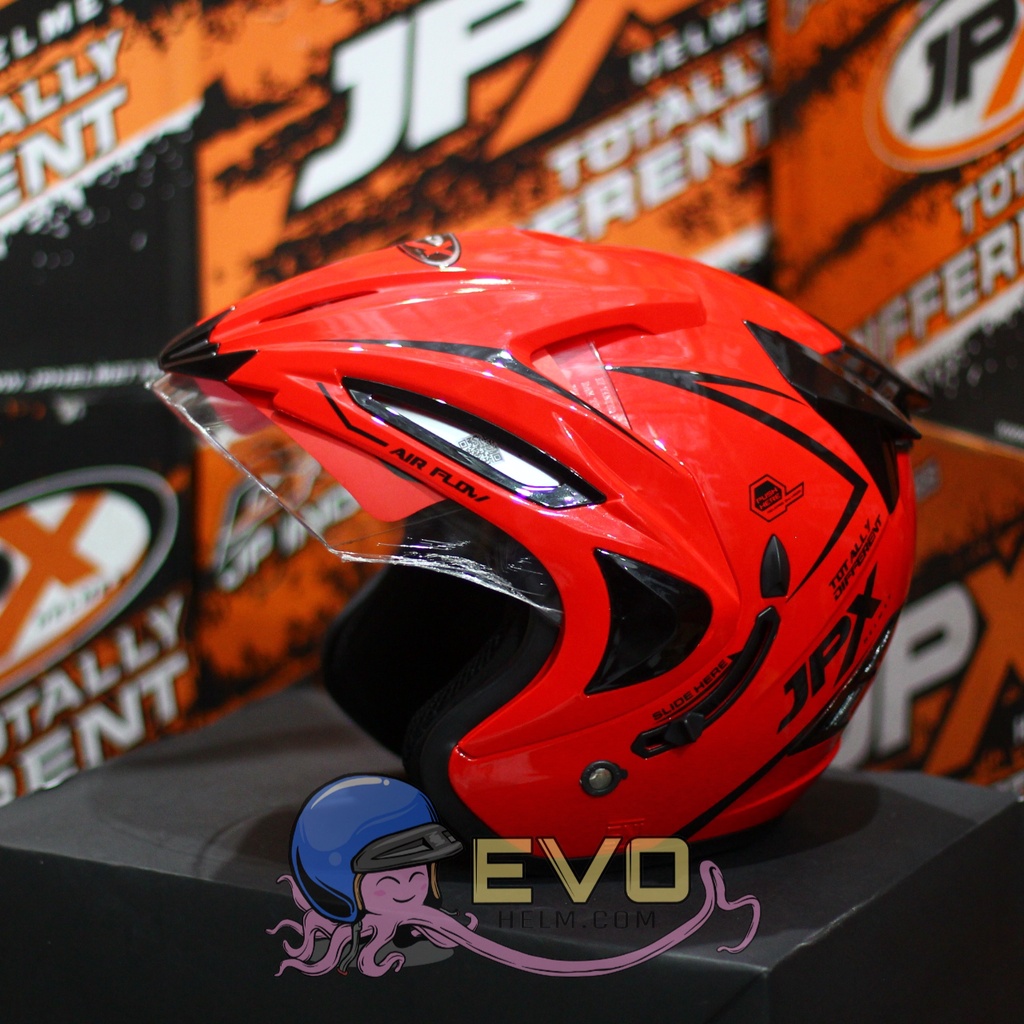 HELM JPX HALFFACE_JPX SUPREME - FIRE RED / BLACK ( ONGKIR 2KG) JPX HALFFACE JPX SUPREME