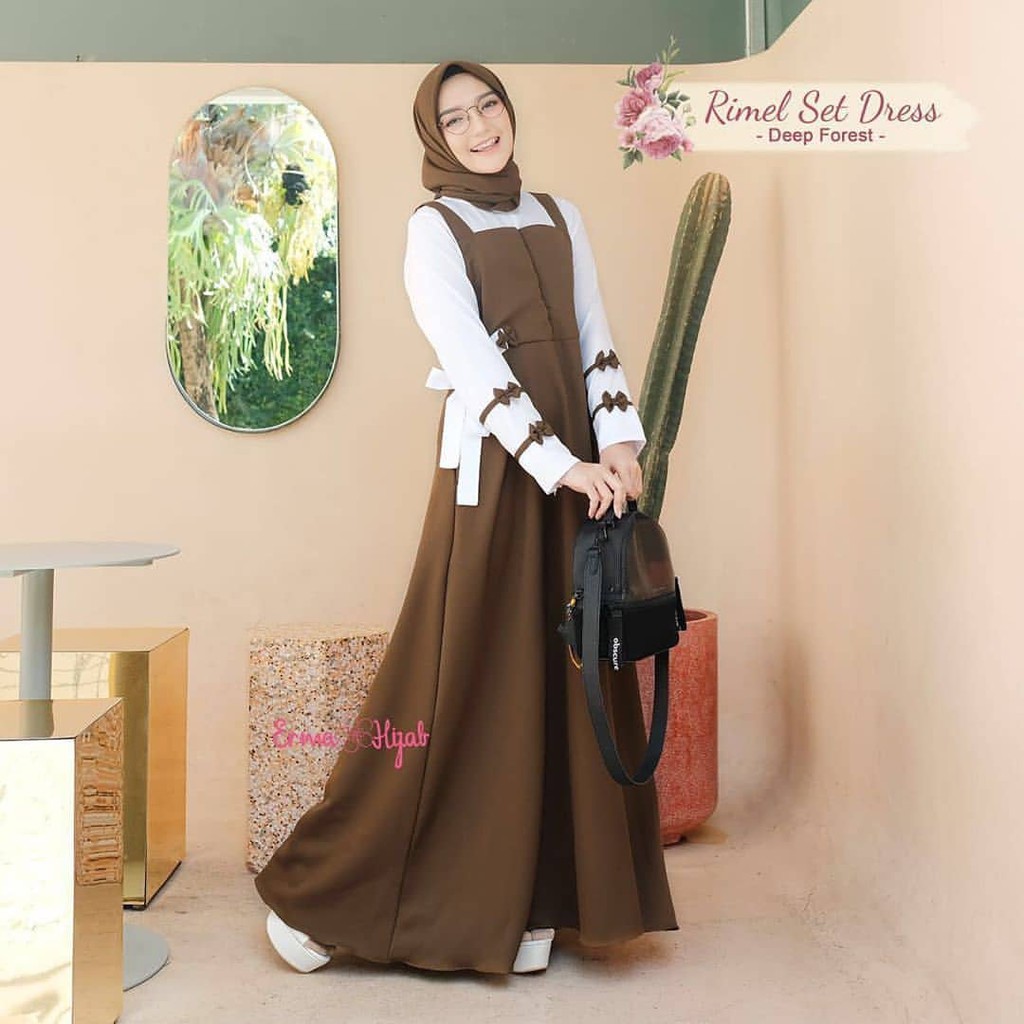 Dress Bahan Moscrepe Pusat Supplier Grosir Baju Muslim Wanita Bandung Outfit Hijab Modern Rimel2021
