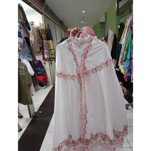 Mukena dewasa jumbo putih katun adem