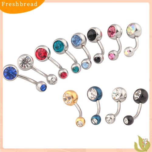 【Fresh】❀10Pcs Body Piercing Multicolored Rhinestone Belly Button Navel Ring Barbell