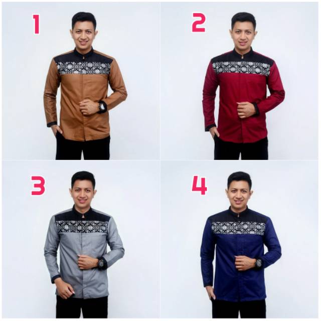 Koko batik kombinasi kemeja batik kerja batik kombinasi koko lengan panjang