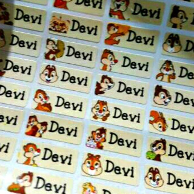 

Label nama anti air stiker waterproof Chipmunk